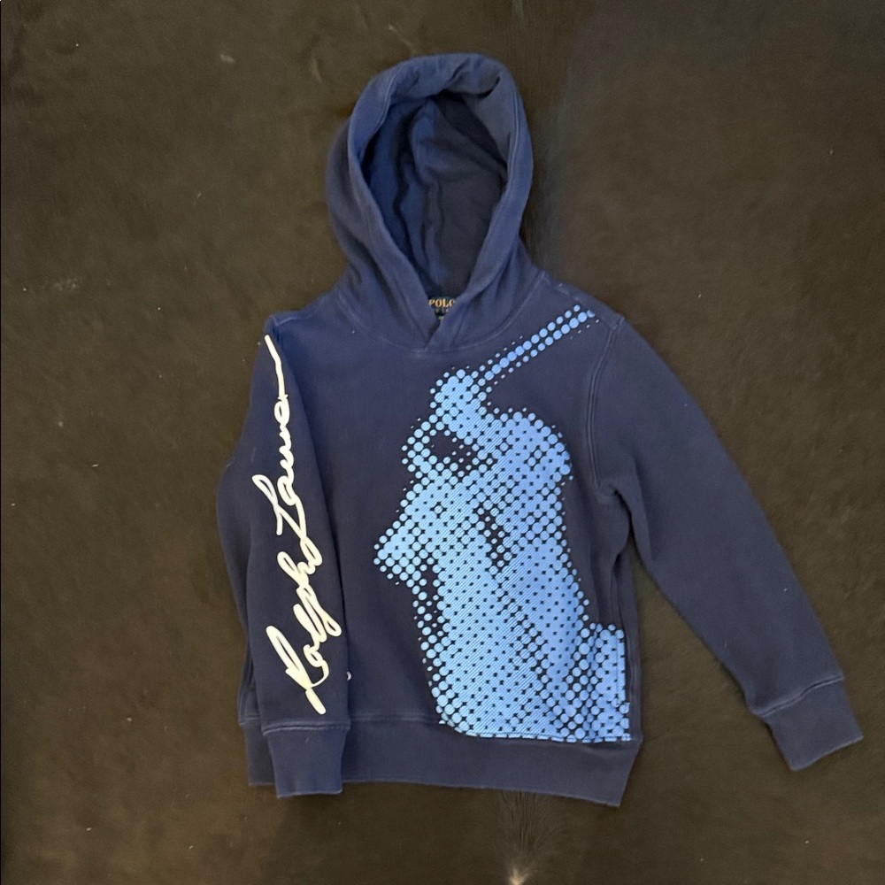 Polo by Ralph Lauren Navy Hoodie with Light Blue Graphic - Picture 2 of 2